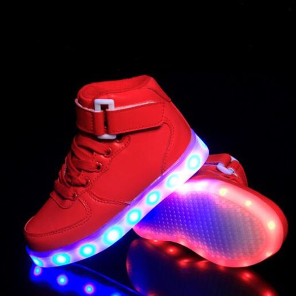 

new spring/autumn luminous sneakers boys girls casual led light shoes children flats usb charging lighted kids shoes, Black