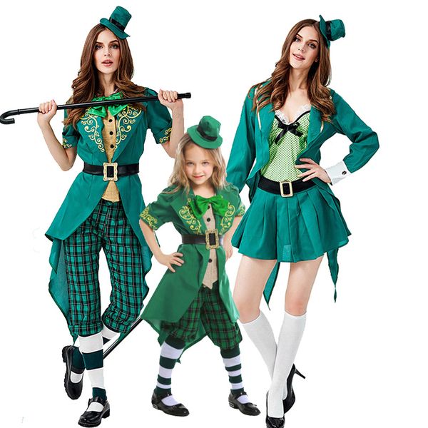 

lady girl carnival leprechaun st. patrick's day costume halloween ireland elf parent-child parade cosplay fancy party dress, Silver