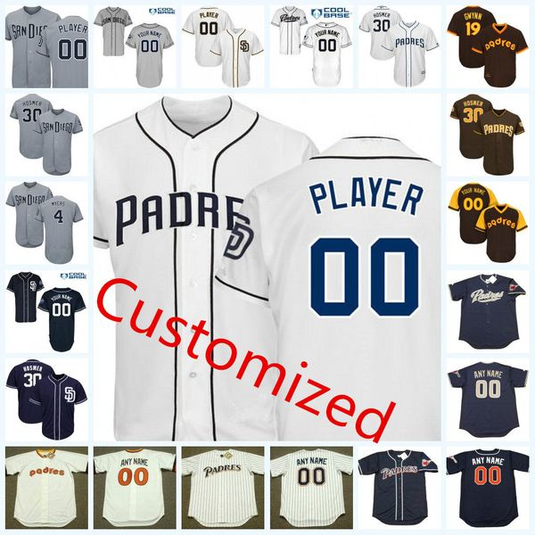 

custom san diego jersey 32 franmil reyes 30 eric hosmer 4 wil myers 13 manny machado 3 ian kinsler 10 hunter renfroe 18 austin hedges jersey, Black