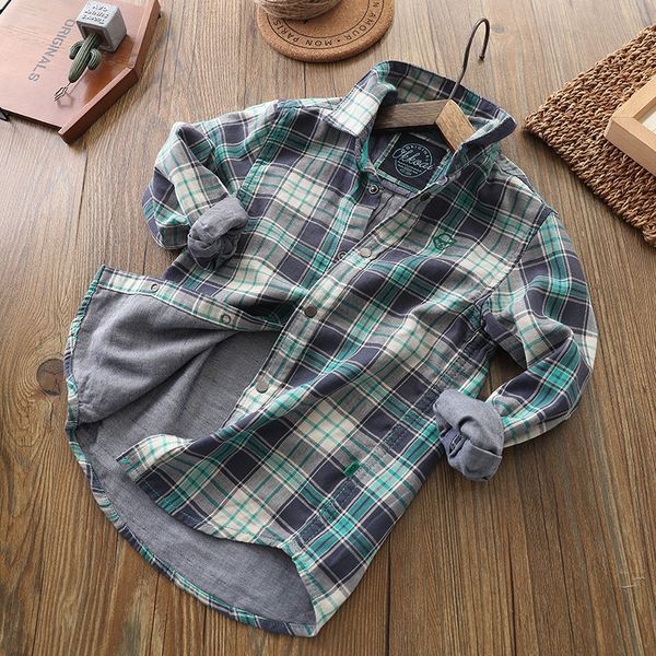 

boys' autumn 2020 boys' plaid super soft double-layer tong chen shan tong chen shan children's shirt yarn shirt for adults, White;black