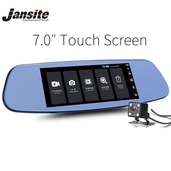 

jansite 7" touch screen car camera dash cam night vision g-sensor cyclic recording motion detection dual lens reverse image car dvr