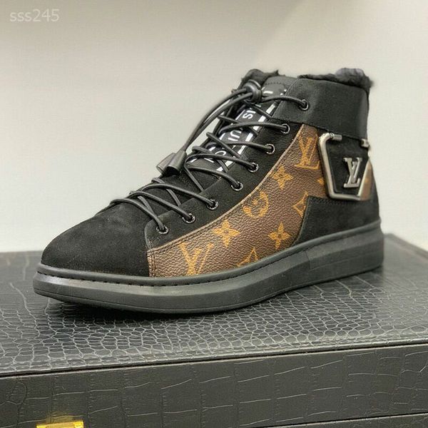 

new men's european station autumn and winter board shoes mid-casual shoe casual luxury shoes for men sports shoes athletic sport shoe, Black