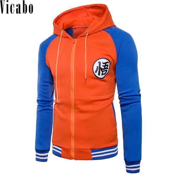 

vicabo men japanese anime goku varsity jacket autumn casual sweatshirt coat jacket men baseball, Black;brown