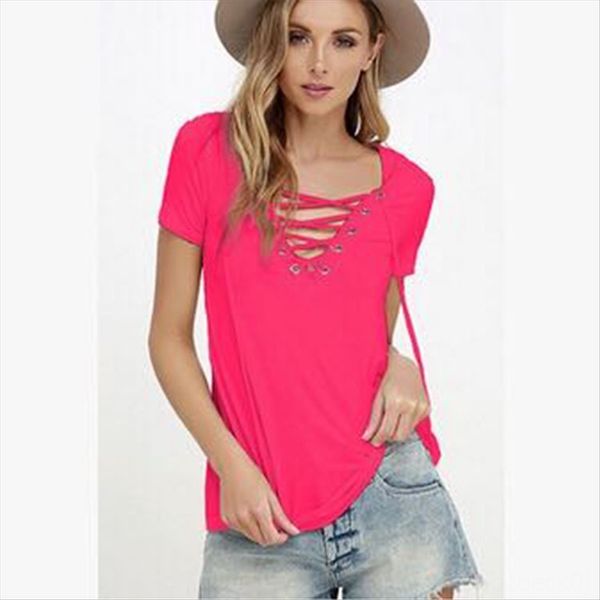 

pure color female 2020 v-neck simple pure color female 2020 t-shirt lace v-neck lace simple t-shirt, White