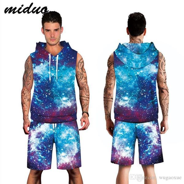 

2019 hoodie men t shirt star 3d digital print summer vest mens shorts plus size two-piece suit loose tracksuit short masculino, Gray