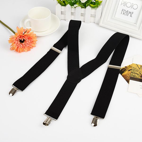 

bei dai jia mens womens suspender pants bib strap british-style accessories pants suspenders stretch elastic black strap, Black;white