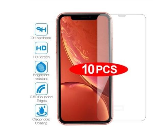 

10pcs tempered glass for iphone 11pro max 6 6s 7 8 plus screen protective film for iphone x xs max xr glass protecto