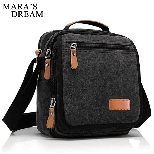 

mara's dream 2019 new solid color fashion retro canvas men's shoulder bag casual canvas car stitch diagonal cross handbag