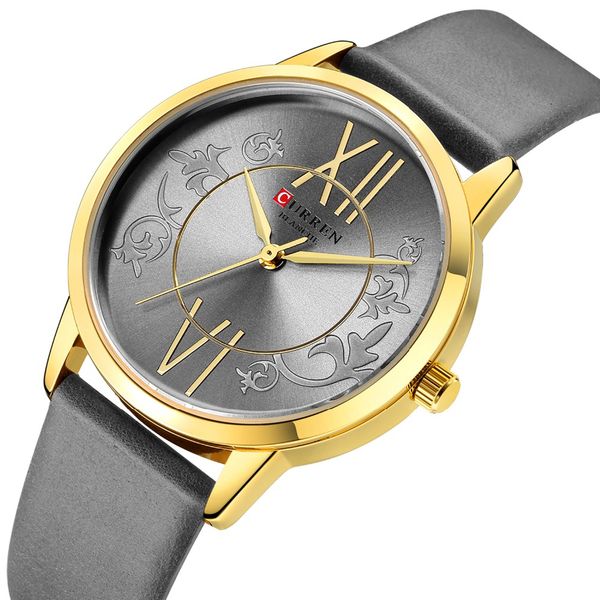 

watches women 2019 curren fashion creative analog quartz wrist watch reloj mujer casual leather ladies clock female montre femme, Slivery;brown