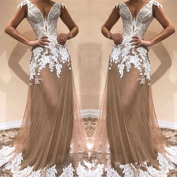 

champagne mermaid prom dresses cap sleeves formal evening dresses white lace appliqued african party gowns custom 2019, Black