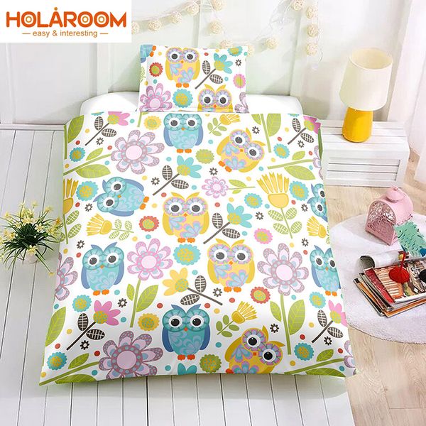 

printed owl bedding sets 3d cartoon bedding set kids bedroom 2-3pcs owl pattern duvet cover set with pillowcase juego de cama
