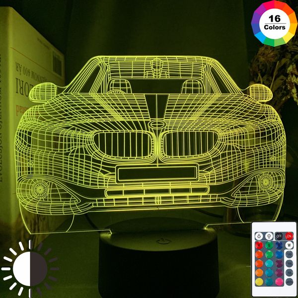 

sports car 3d illusion lamp for kids bedroom decor nightlight touch sensor atmosphere birthday gift supercar led night light