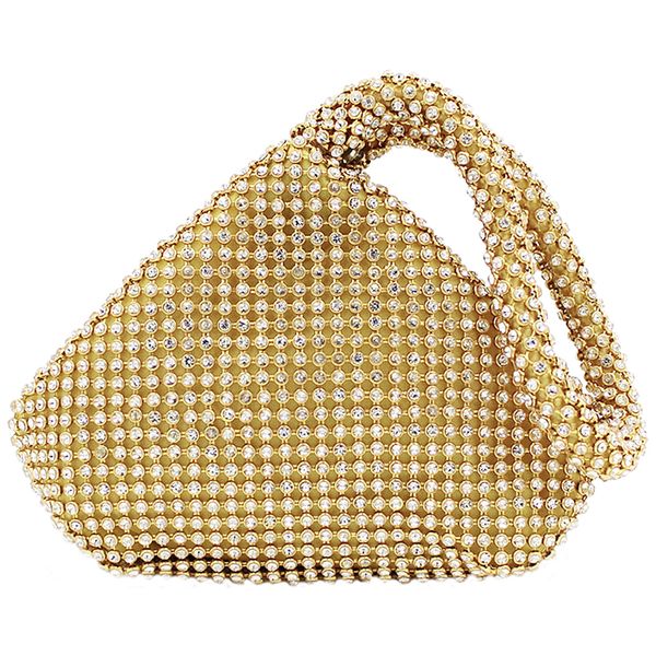 

womens fashion full drill triangle evening bags gold