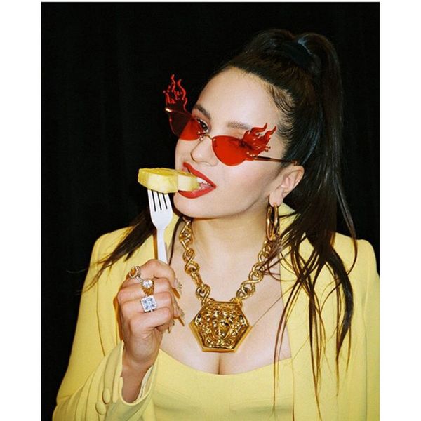 

firewave sunglasses 2019 fashion fire flame sunglasses women men rimless wave sun glasses new eyewear luxury design narrow sunglass paeuq rb, White