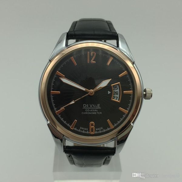 

2019 selling sports men's quartz watch 40mm automatic date leather watch simulation men's designer clock men's gift, Slivery;brown