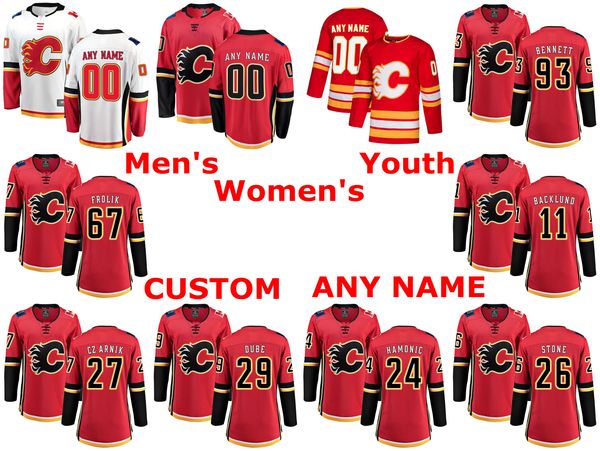 

calgary flames jerseys mikael backlund jersey sam bennett austin czarnik dillon dube michael frolik red white hockey jerseys custom stitched, Black;red