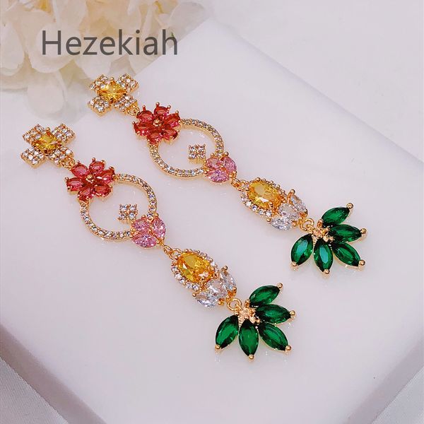 

hezekiah 925 tremella needle lady noble colored zircon earrings tassel eardrop luxurious fashion shiny dance party ing, Golden