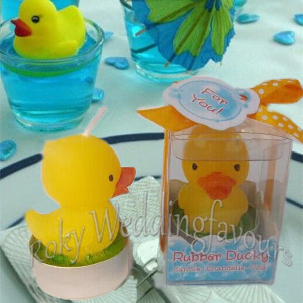 50 PCS Cute Little Rubber Duck Favores de vela para chá de bebê Presentes do partido de batismo Favores do partido dos miúdos Idéias para eventos