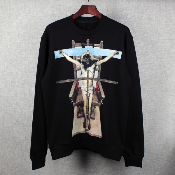 

Europe and America Popular Logo Cross Tees Men's and Women's Long Sleeve Jesus T-shirts Round Neck Pullover Casual Men's Wear