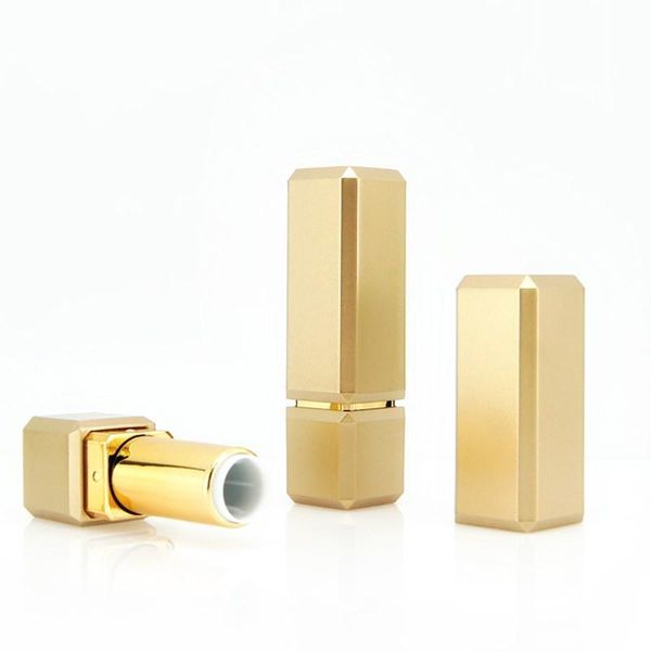 

12.1mm makeup cosmetic diy lipsticks lip balm empty container square tube empty lipstick tube with lid cap,gold