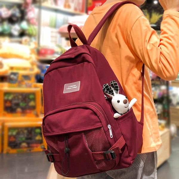 

women waterproof nylon backpack cute student buckle school bag girl book kawaii backpack lapfemale fashion bag ladies