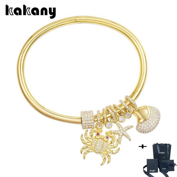 

kakany new fashion crab star microcube zirconia luxury gold marine life bracelet ladies bracelet jewelry gift, Black