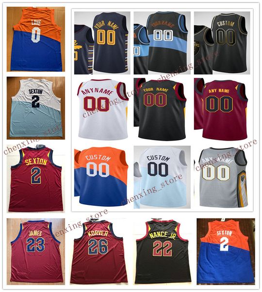 

printed men kevin 0 love andre 3 drummond tristan 13 thompson larry 22 nance jr. kevin 4 porter jr. collin 2 sexton jerseys 2020 new, Black