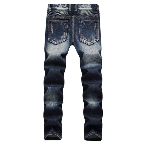 

fashion designer jeans men straight blue color printed men jeans ripped