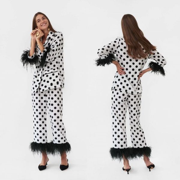 

womens faux fur pajamas lady sleepwear 2020 autumn women black dot bathrobe nightgown custom made robe prom bridesmaid dress, White