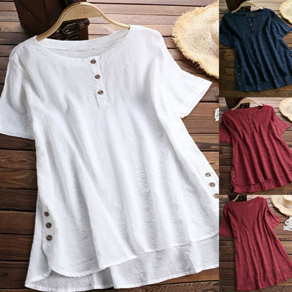 

Womens Summer Tunic Tops Short Sleeve Plain T-Shirt Loose Long Tee Shirt Blouse