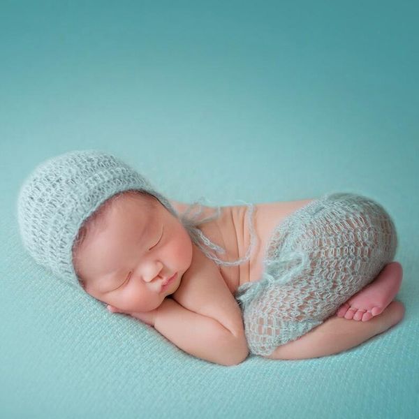 

newborn pgraphy props mohair knit new born beanie baby fotografie accessories outfits infant 0-1m shoot costume stretch cap, Yellow