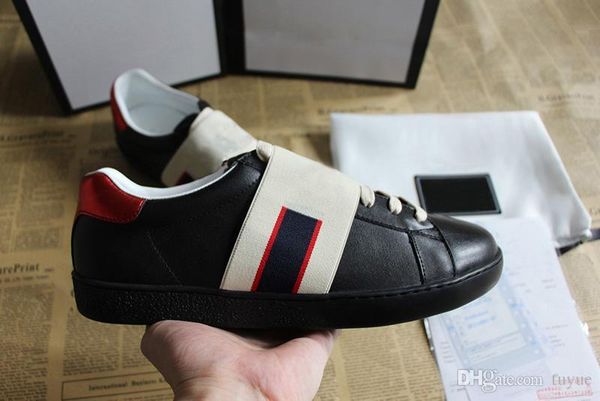 

designer brand casual shoes ace green blue red stripe bee tiger snake tennis sneaker for men women big size 34-46, Black