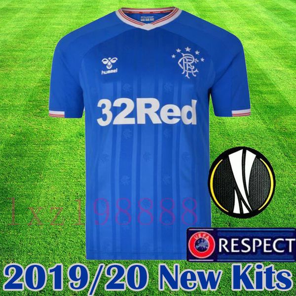 

2019 2020 new ranger fc home blue occer jer ey 19 20 kit gla gow ranger equipment davi defoe football hirt uniform top tee maillot, Black;yellow
