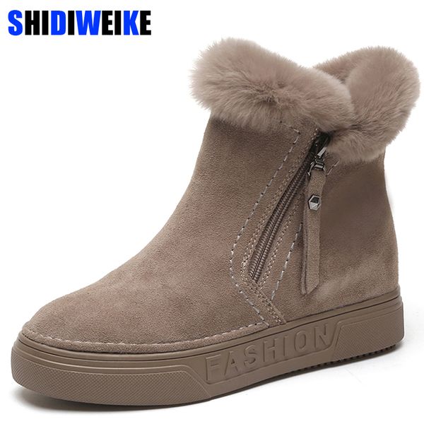 

women's winter ankle boots female zipper flock platform snow boot ladies plush sneakers casual flat shoes woman footwear n458 y200114, Black