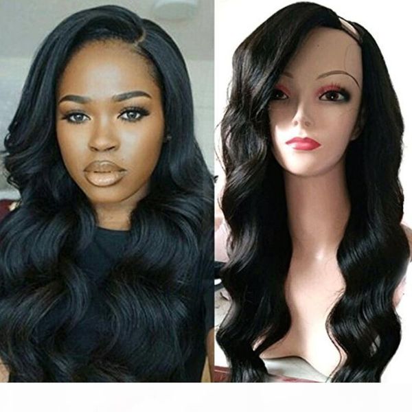 

peruvian body wave u part wig for black women pre plucked virgin hair body wave glueless u part human hair wigs, Black;brown