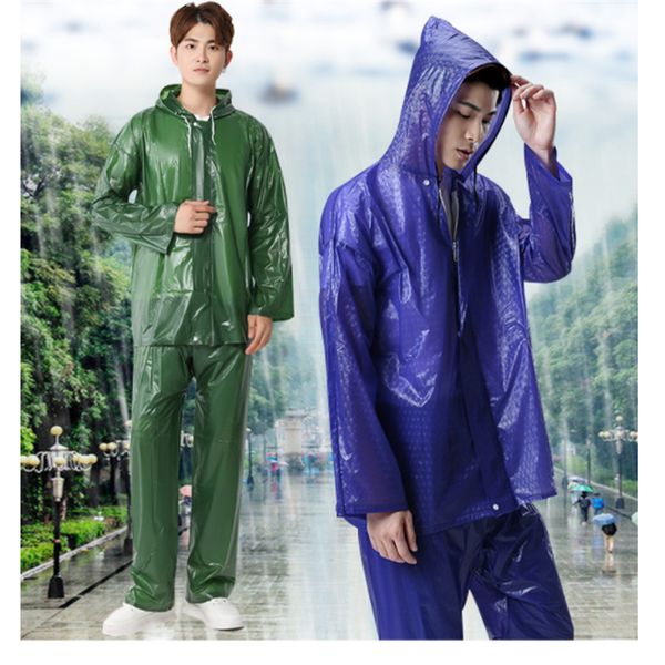 

new raincoat men rain jacket pants bicycle biking outside motorcycle raincoat waterproof suit for fishing rain coats +pants