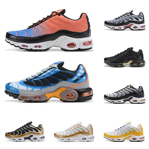 

new tn mercurial plus men running shoes volt black white rainbow green gold fashion mens trainers breathable sports sneakers size 40-45