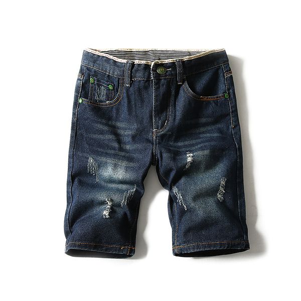 

men's jeans shorts summer thin section shorts men's 5 casual breeches summer with holes large size trousers, Blue