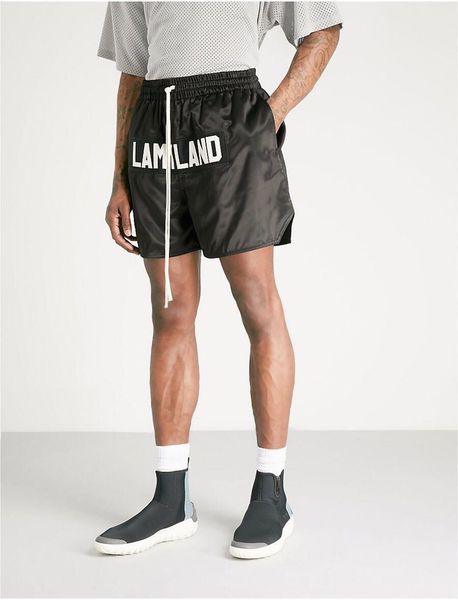 

New Fear Of God Shorts Men Women Lamyland Satin Silk Beach Mesh Joggers Black