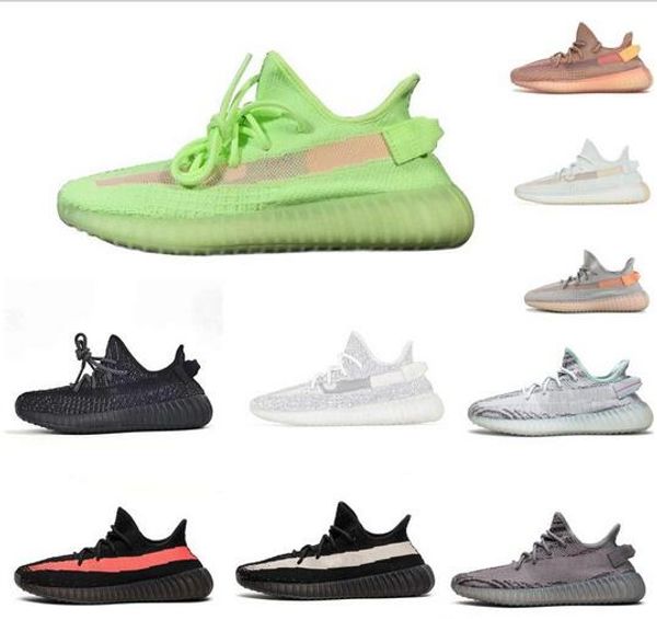 

stock x kanye west black reflective cream white zebra sport mens womens running shoes static trainers designer sneakers with box