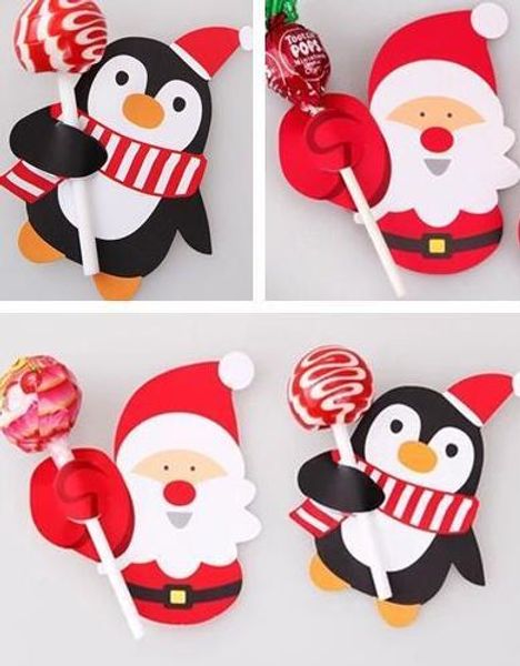 

рождество lolipop бумажные открытки санта-клаус прекрасный пингвин милый подарок пакет декор карты рождество конфеты пакет