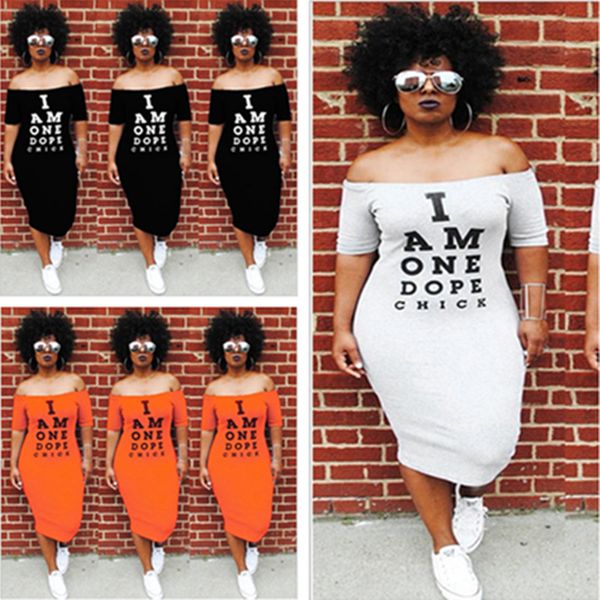 

Women off houlder ummer dre i am one dope chick letter print hort leeve flat houlder out kirt club treet long dre e 3xl b491