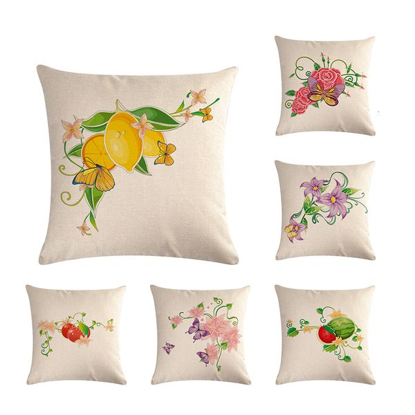 

fruit flower cushions cover лимонный арбуз home decor белье подушка обложка декоративная throw подушка обложка zy600