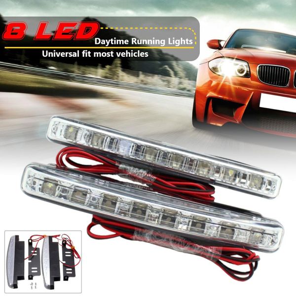 

2pcs universal 6000k 8leds car led daytime running light drl fog lamp 12v