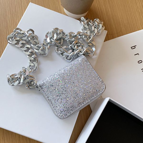 

new sequins women's chain party shoulder messenger bag small square fashion wild package mini handbag female party ladies
