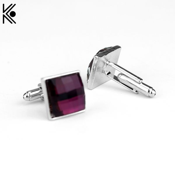 

new arrive purple crystal square cufflinks shirt brand cuff buttons for mens and women wedding gifts, Silver;golden