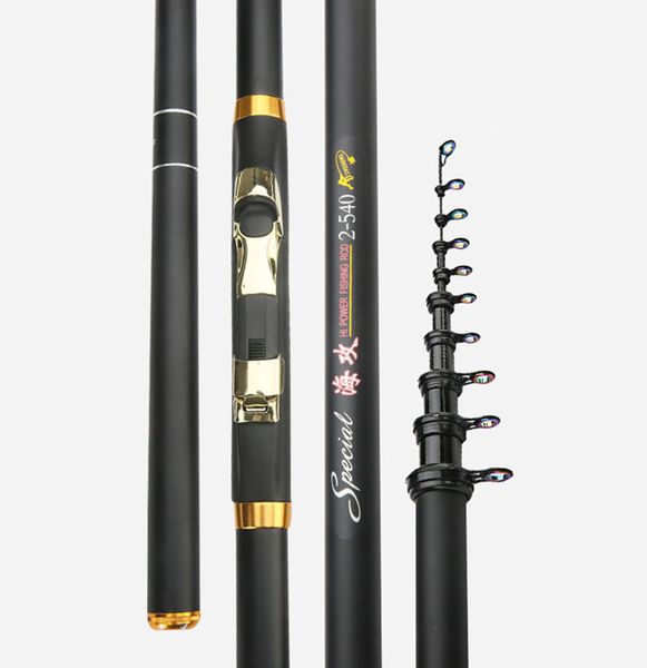 

high carbon 3.6m-7.2m rock fishing rod telescopic feeder rod surf spinning ultra light fishing tackle olta colorful guide gan014