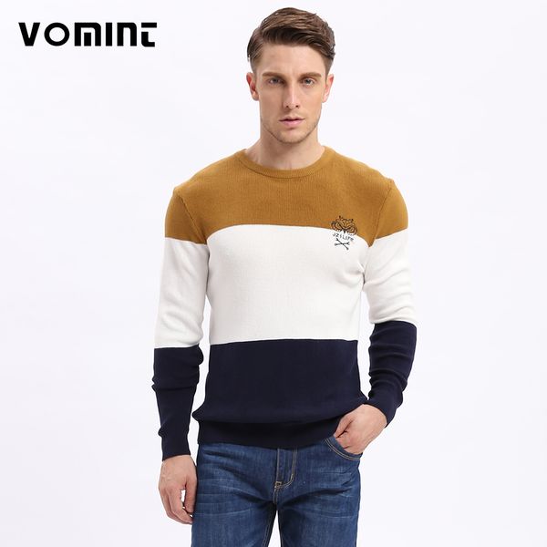 

vomint 2017 new mens pullovers sweaters autumn wear basic style youth preppy shirts striped regular fashion knishirt j6vi6a17, White;black