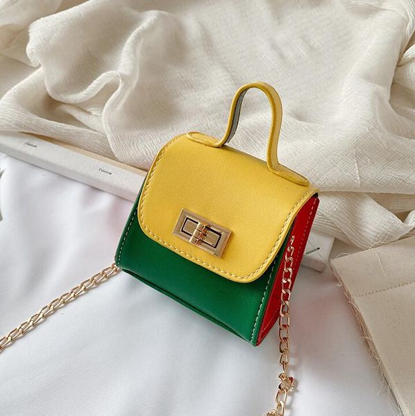 

дети crossbody мини-цепи сумки на ремне сумки мода девушки двухцветный малый смазливая сумка