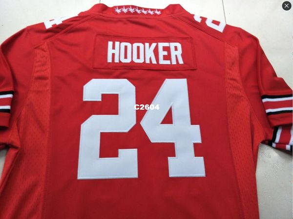 

men #24 malik hooker ohio state buckeyes college jersey white red black personalized s-4xlor custom any name or number jersey, Black;red